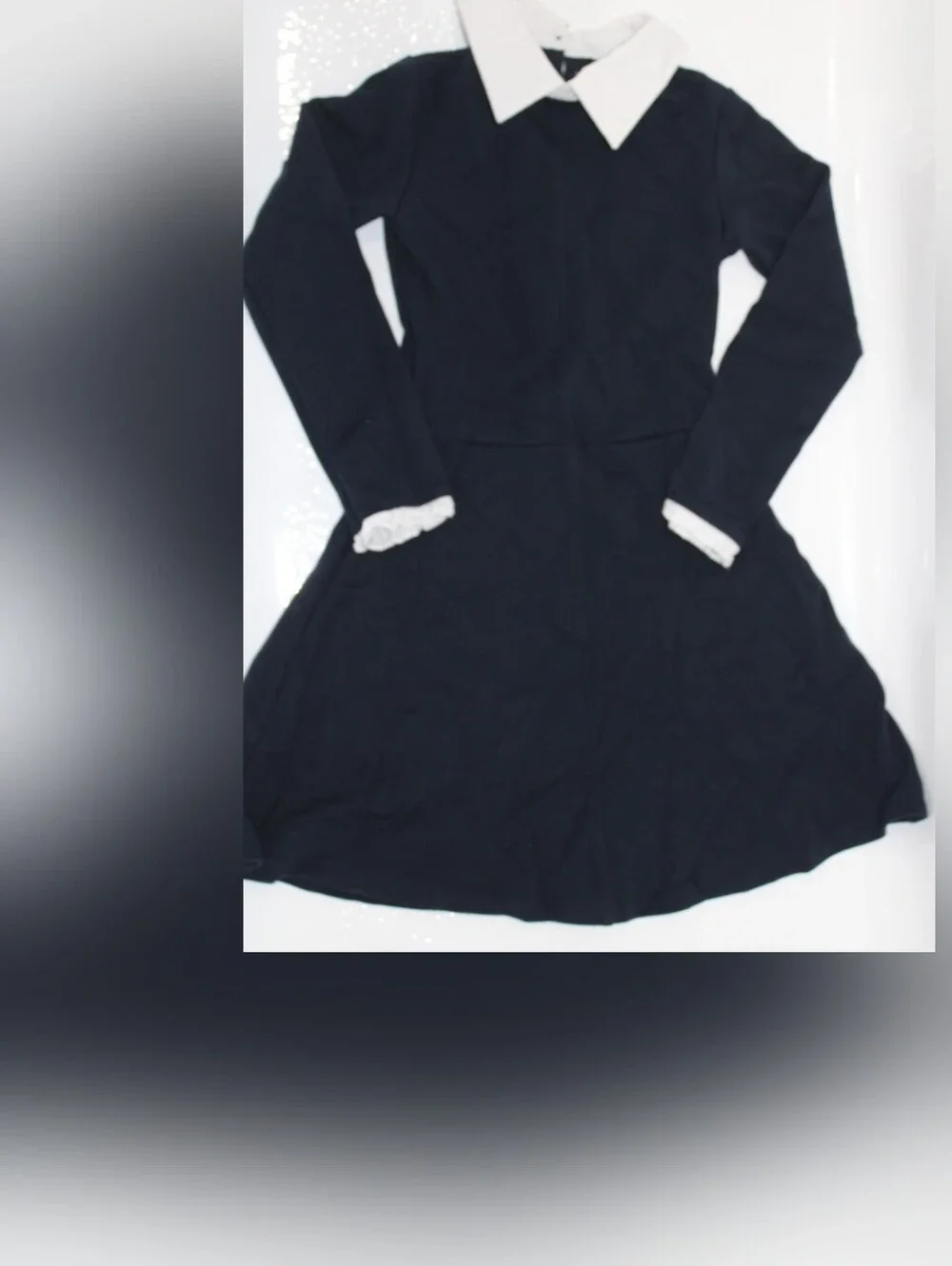 Zara Girls Navy Dress with White Collar and Cuffs